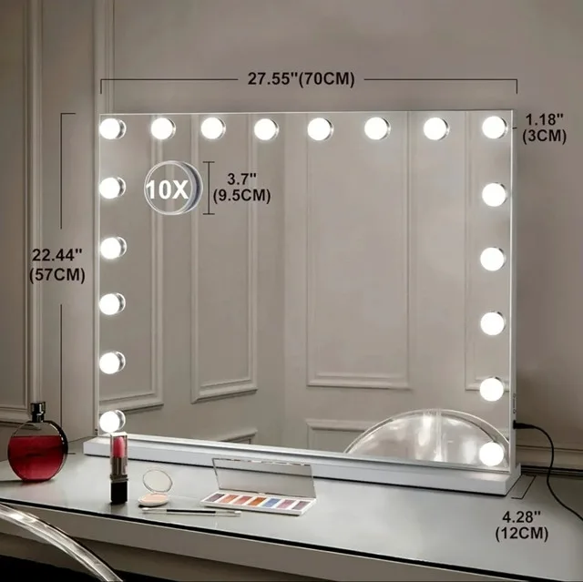 Misavanity 28" x 22" Vanity Makeup 18 Bulbs Hollywood Mirror NEW image indicator(2)