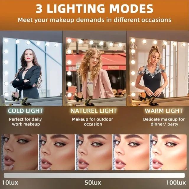 Misavanity 28" x 22" Vanity Makeup 18 Bulbs Hollywood Mirror NEW image indicator(5)