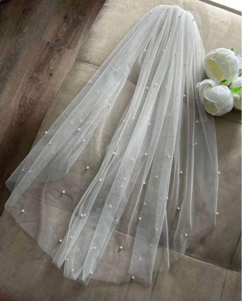 Waist Length Pearl Veil soft white / ivory - photo 2
