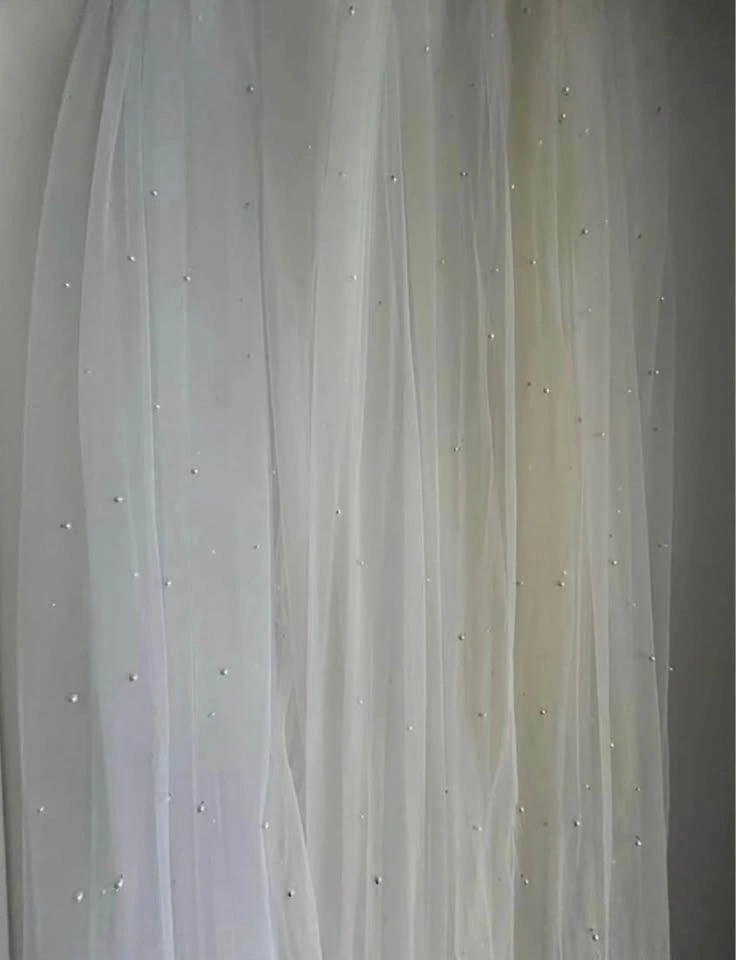 Waist Length Pearl Veil soft white / ivory - photo 3