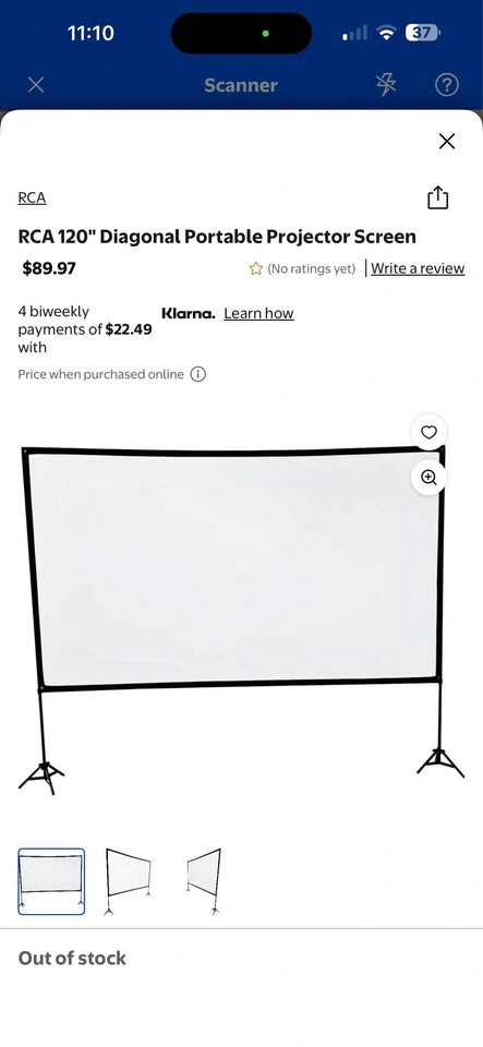RCA 120" Portable Projector Screen - Brand New