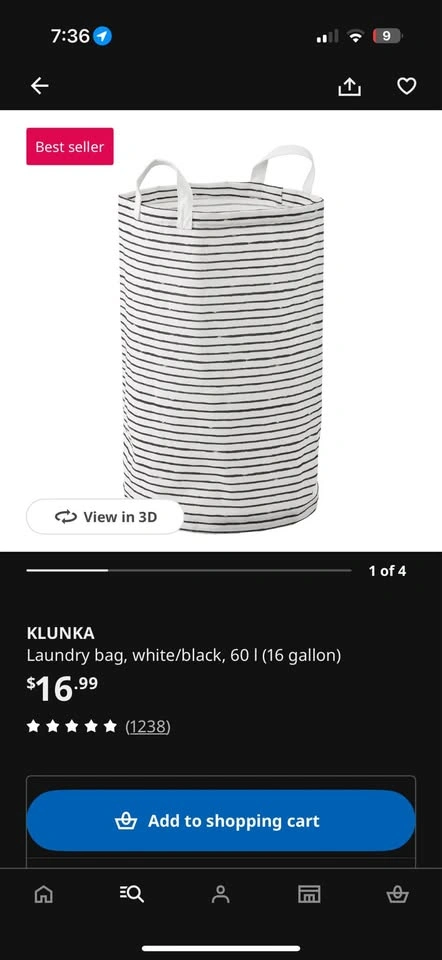 IKEA KLUNKA Laundry Bag/Hamper - 16 Gallon - photo 4