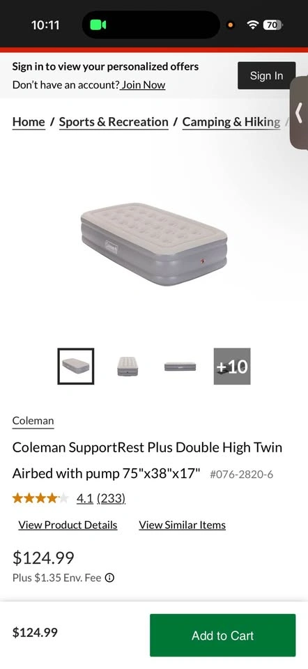 Coleman SupportRest Plus Double High Twin Airbed with pump - photo 2