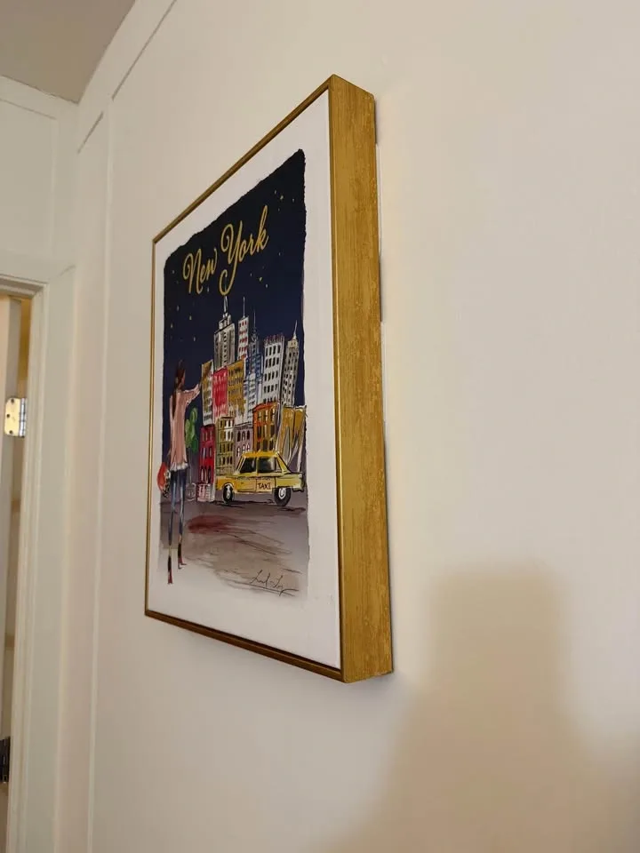 New York City Framed Canvas Art Gold Taxi 40x50cm - photo 3