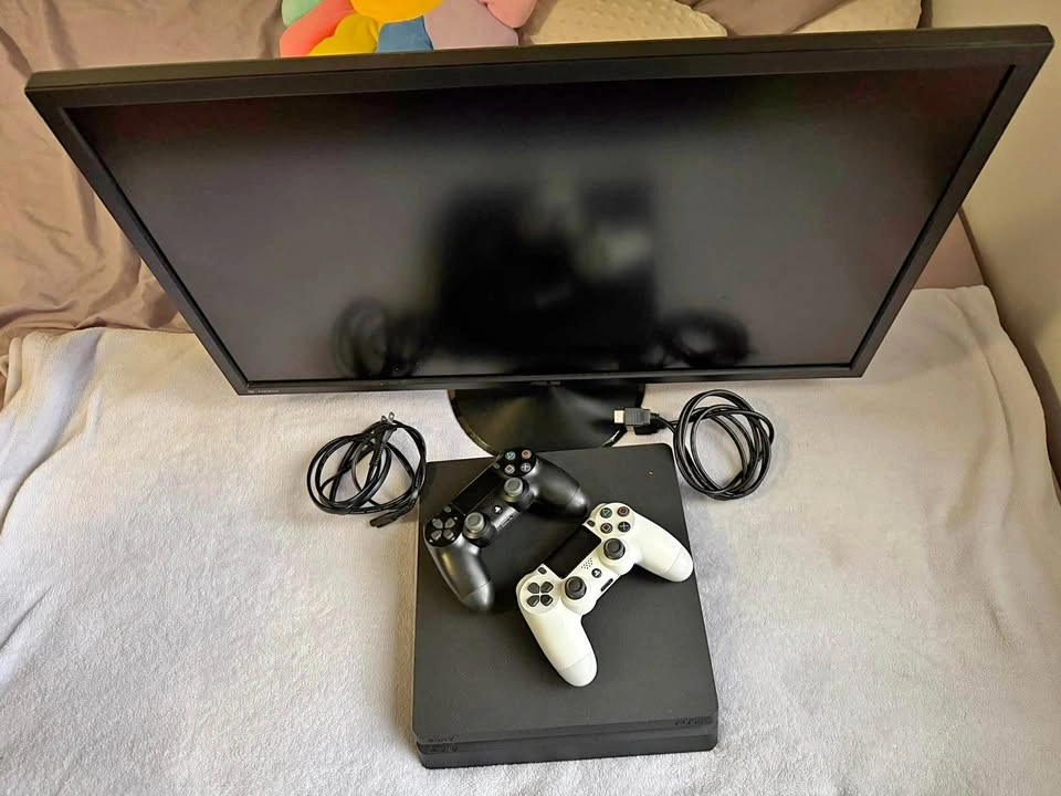 PS4 Slim Bundle w/ 29" ASUS Monitor, 2 Controllers & Games