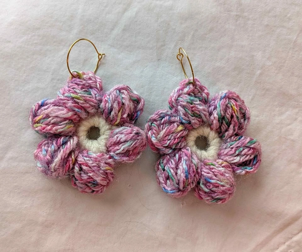 Crochet yarn earrings