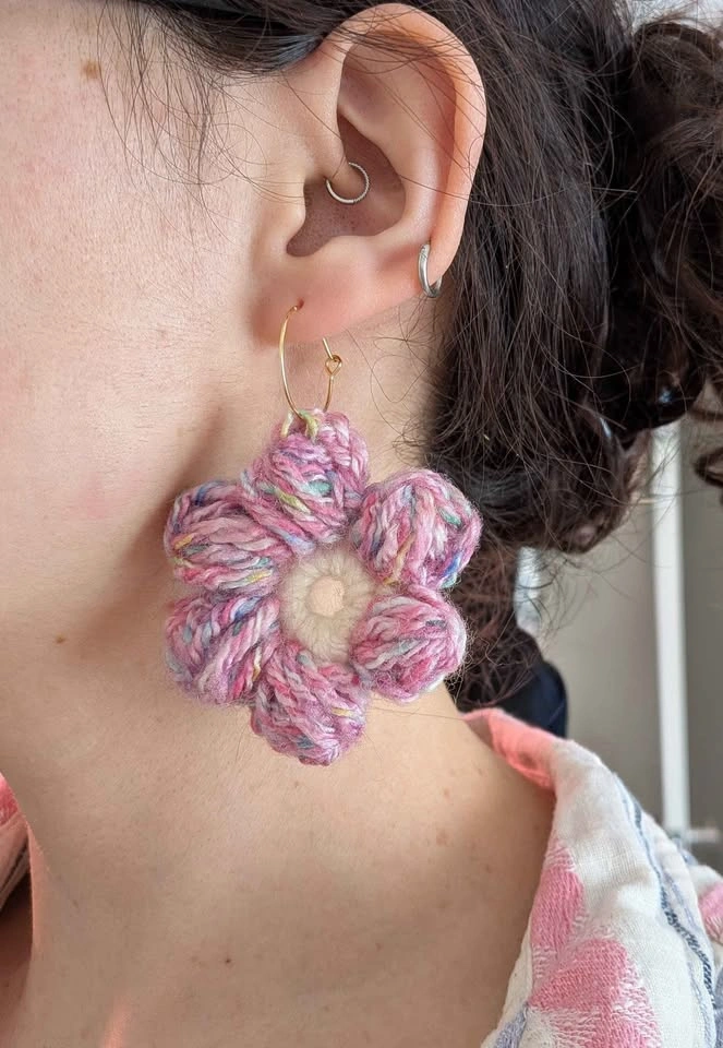 Crochet yarn earrings - photo 2