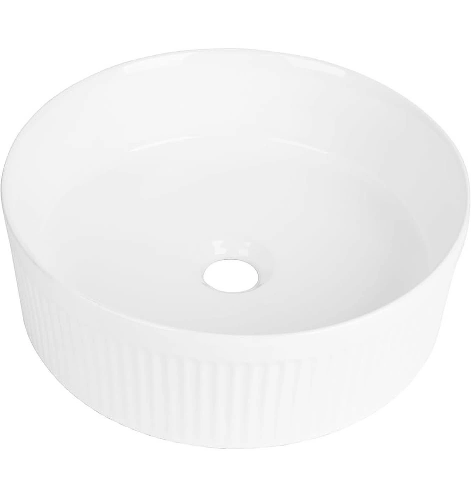 14" Round White Ceramic Vessel Sink - Above Counter Bathroom Sin - photo 4