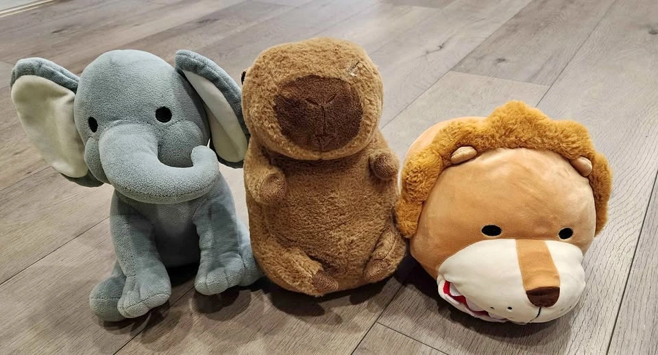 Cute Plush Toys – Elephant, Capybara & Lion Soft Toys Bundle 🐘🦫🦁