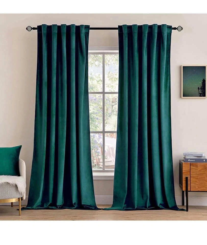 MIULEE Velvet Curtains 90" Emerald Green (2 Panels)