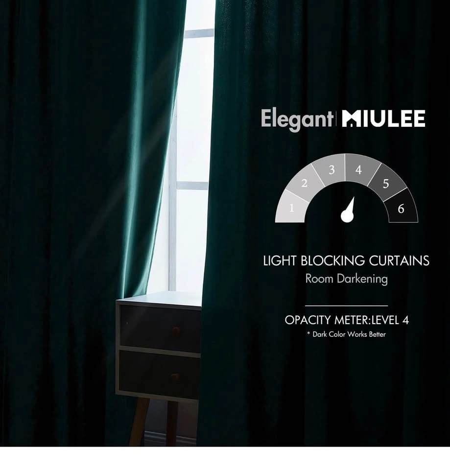 MIULEE Velvet Curtains 90" Emerald Green (2 Panels) - photo 4