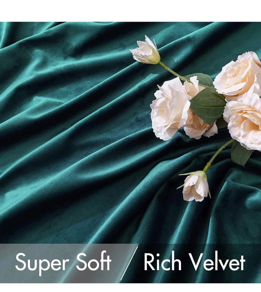 MIULEE Velvet Curtains 90" Emerald Green (2 Panels) - photo 5