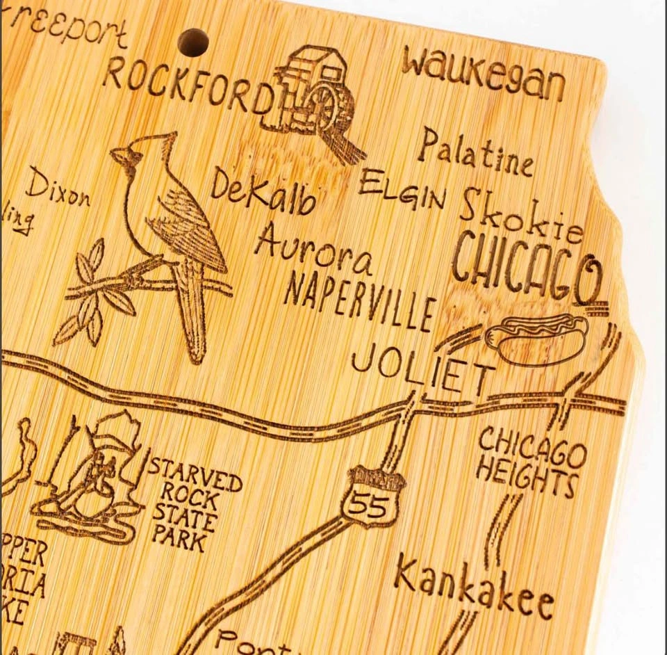Mother’s Day Gift Bamboo Illinois State Serving Cutting Board Wa - photo 2