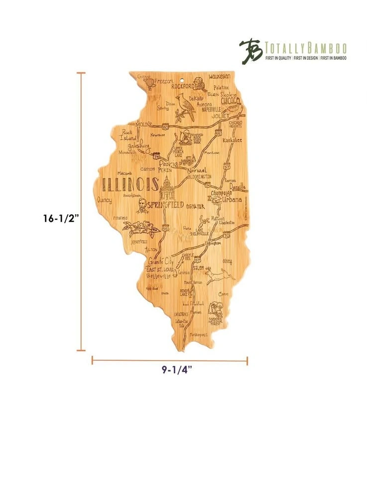 Mother’s Day Gift Bamboo Illinois State Serving Cutting Board Wa - photo 5