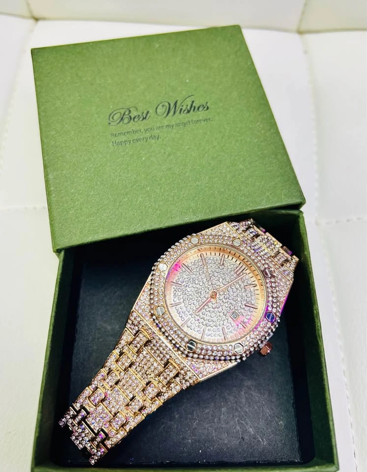 ICED OUT Rose Gold CZ Watch Father’s Mother’s Day Hip Hop Style - photo 2