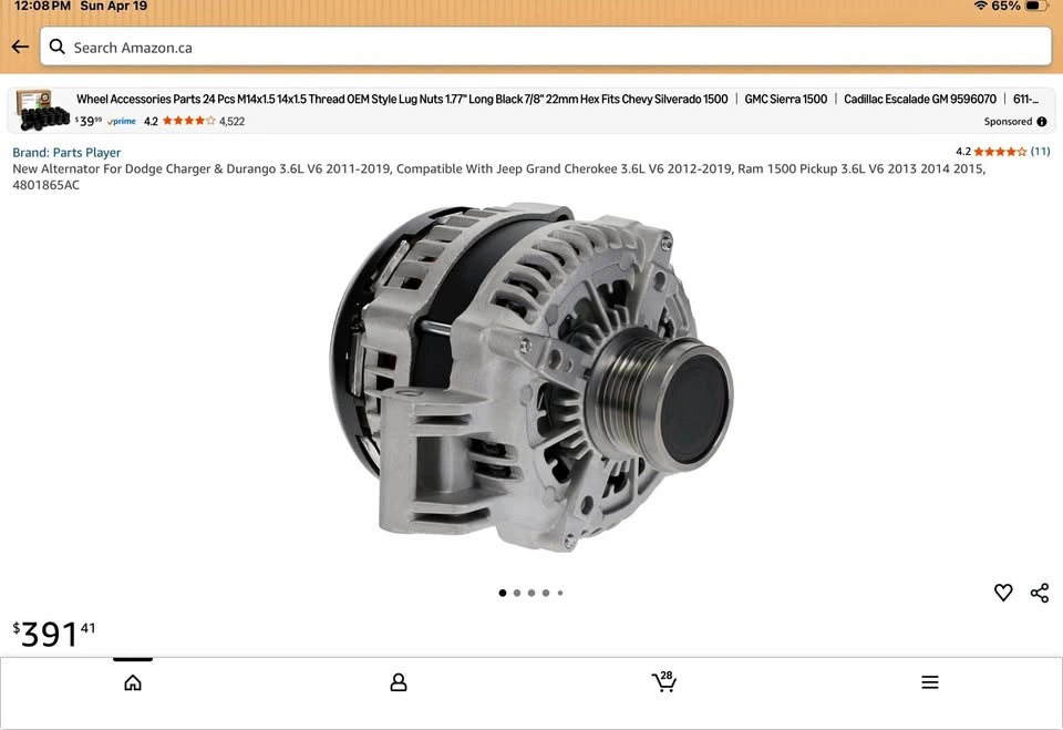 Dodge / Jeep Alternator - New 220A