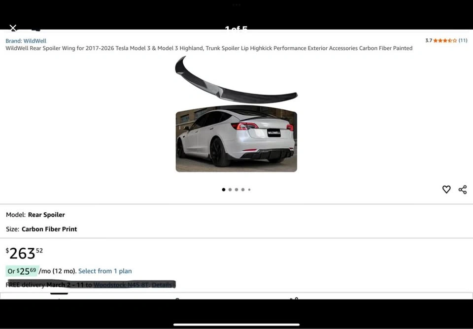 Tesla 3 Spoiler