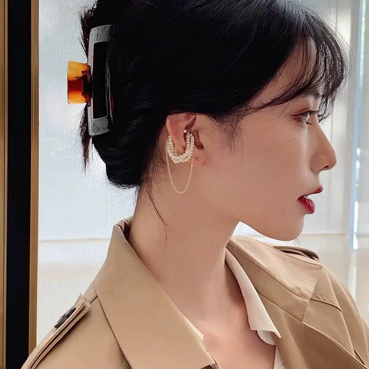 Pearl Tassel Ear Cuff (No Piercing) – Magnetic Clip – Unique & E