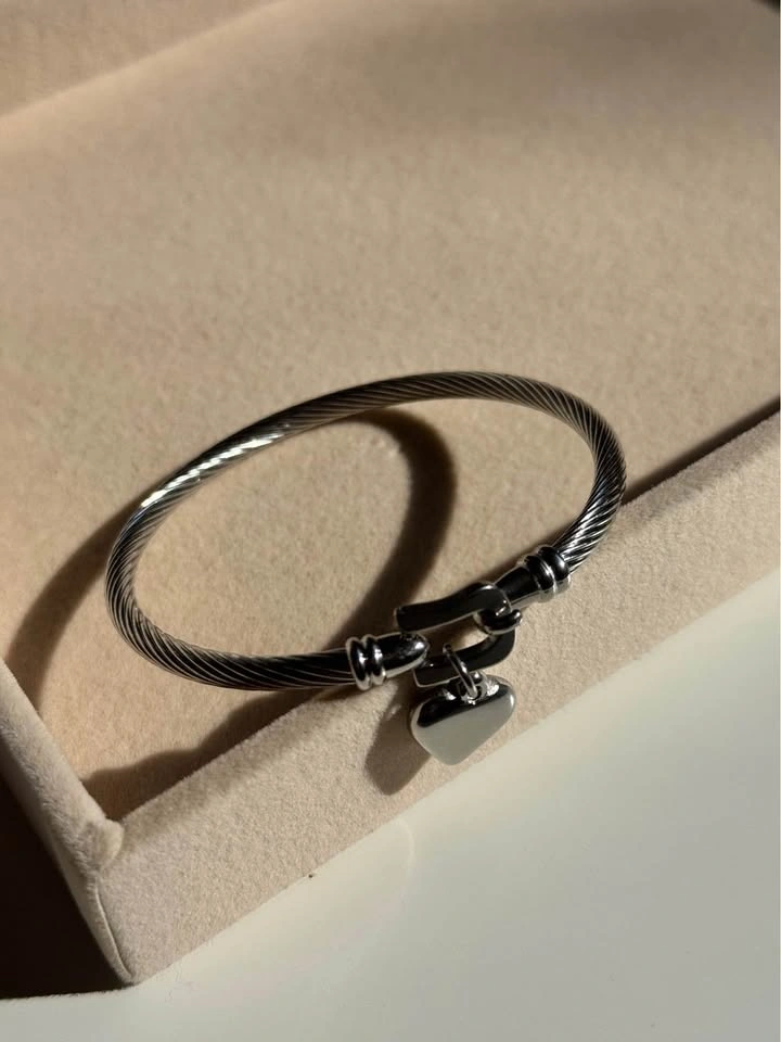 Stylish Stainless Steel Twisted Cable Bangle Bracelet - photo 3