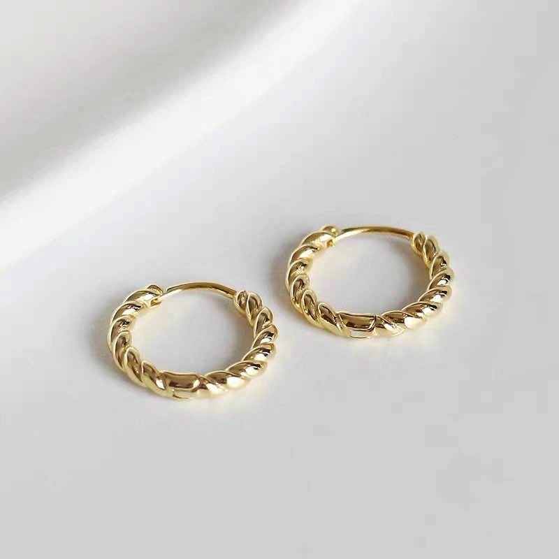 Gold Twisted Hoop Earrings – Chunky Minimalist Style – Brand New - photo 2