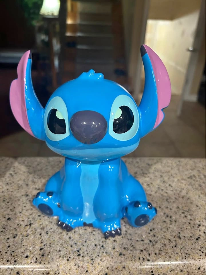 Disney 8" Stitch Ears Up Ceramic Figure Coin Piggy Bank