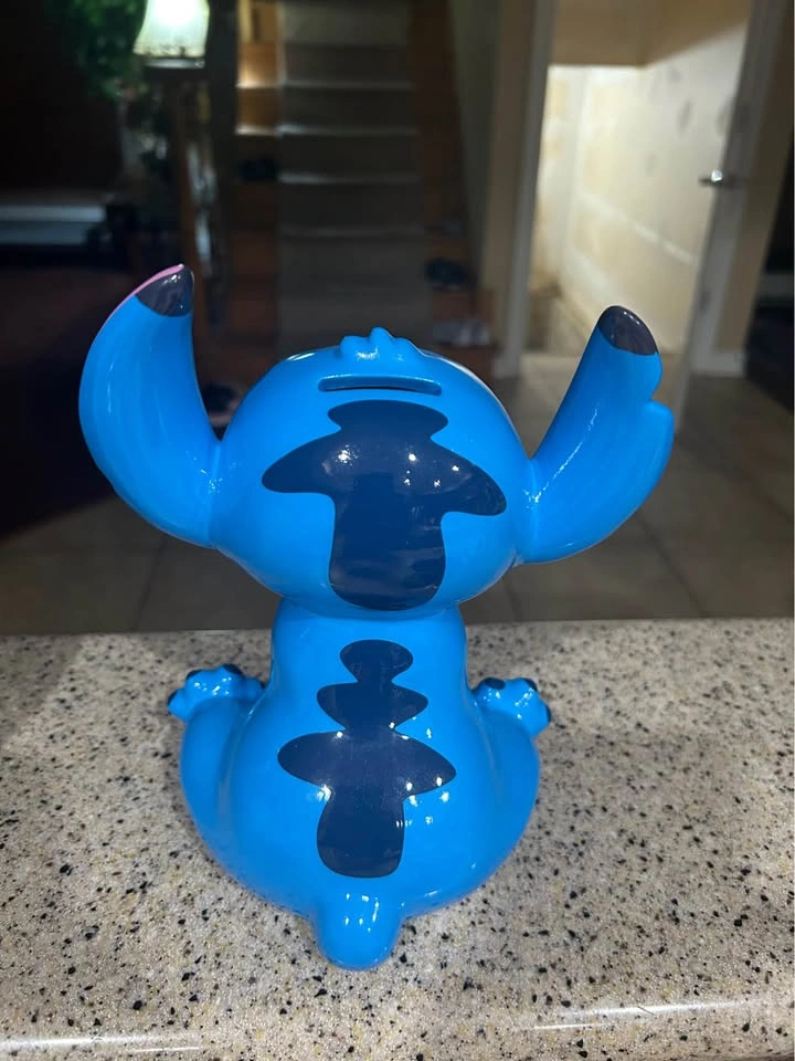 Disney 8" Stitch Ears Up Ceramic Figure Coin Piggy Bank - photo 2
