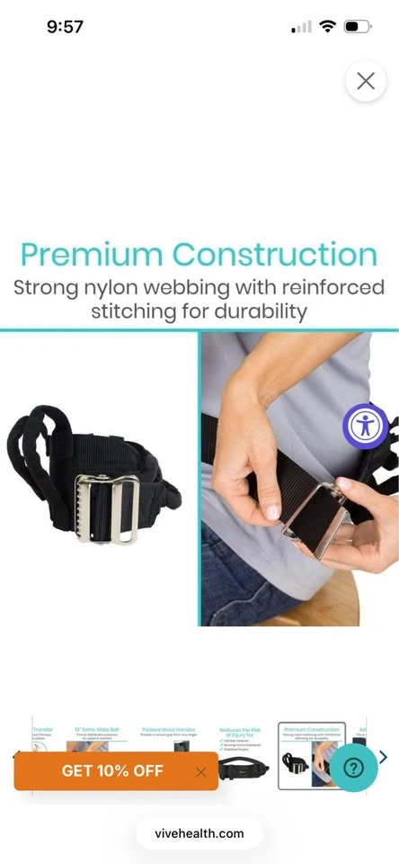 Vive Gait Belt with Handles - photo 3