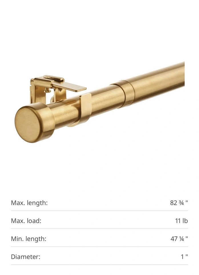 Gold Curtain Rod with Rings and Hardware - photo 4