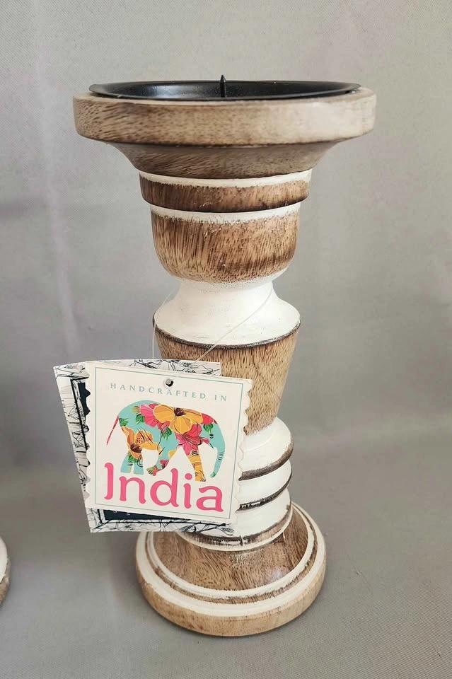Wooden Pillar Candle Holders, set of 3. - photo 4