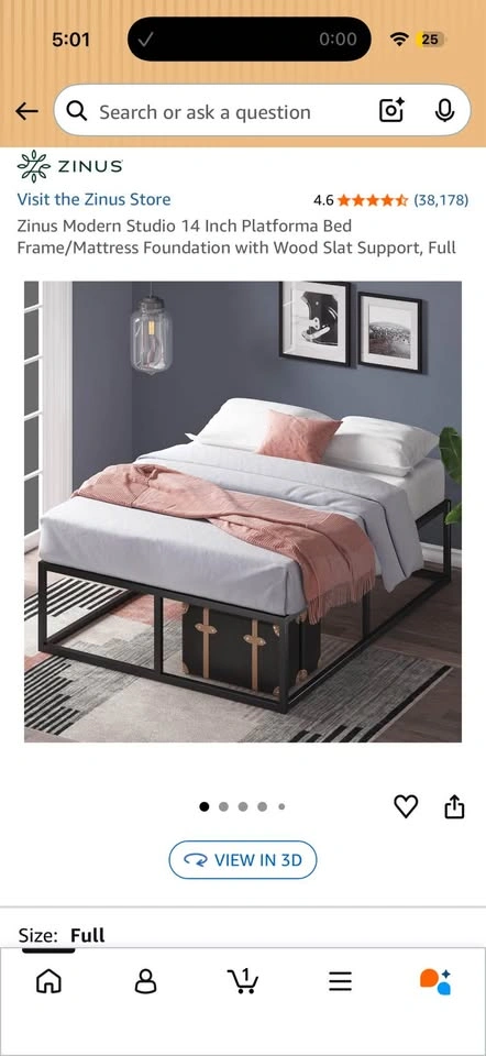Zinus Full Size Bed Frame - Black Metal - photo 2