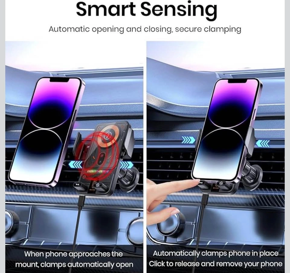 (New) Car Phone Holder with 15W Wireless Car Charger - photo 2