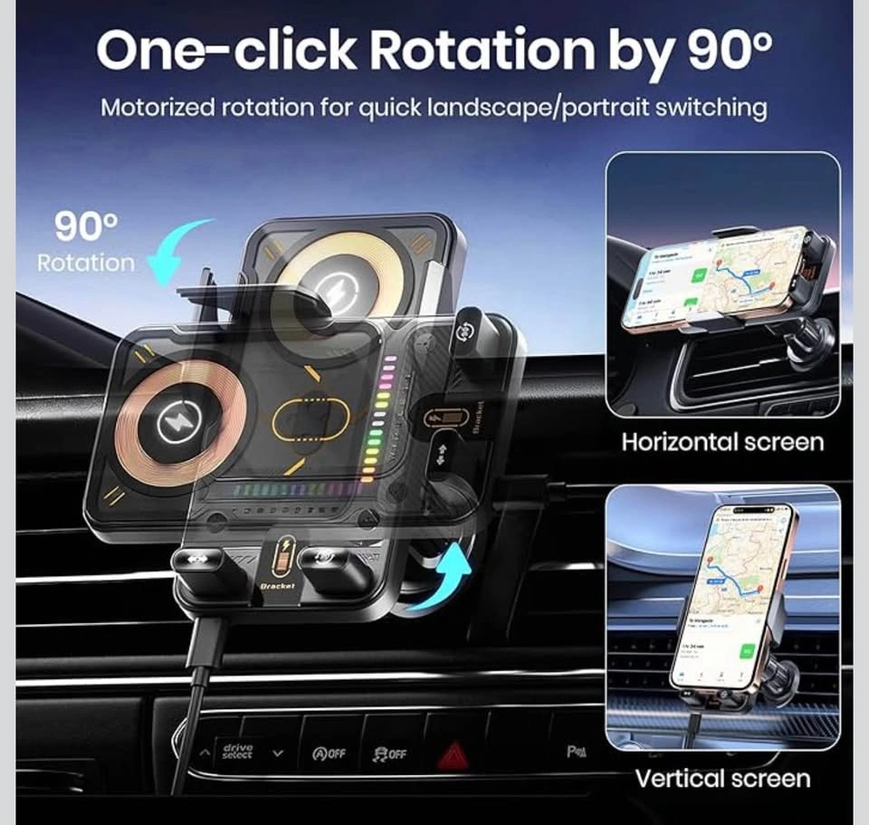 (New) Car Phone Holder with 15W Wireless Car Charger - photo 3
