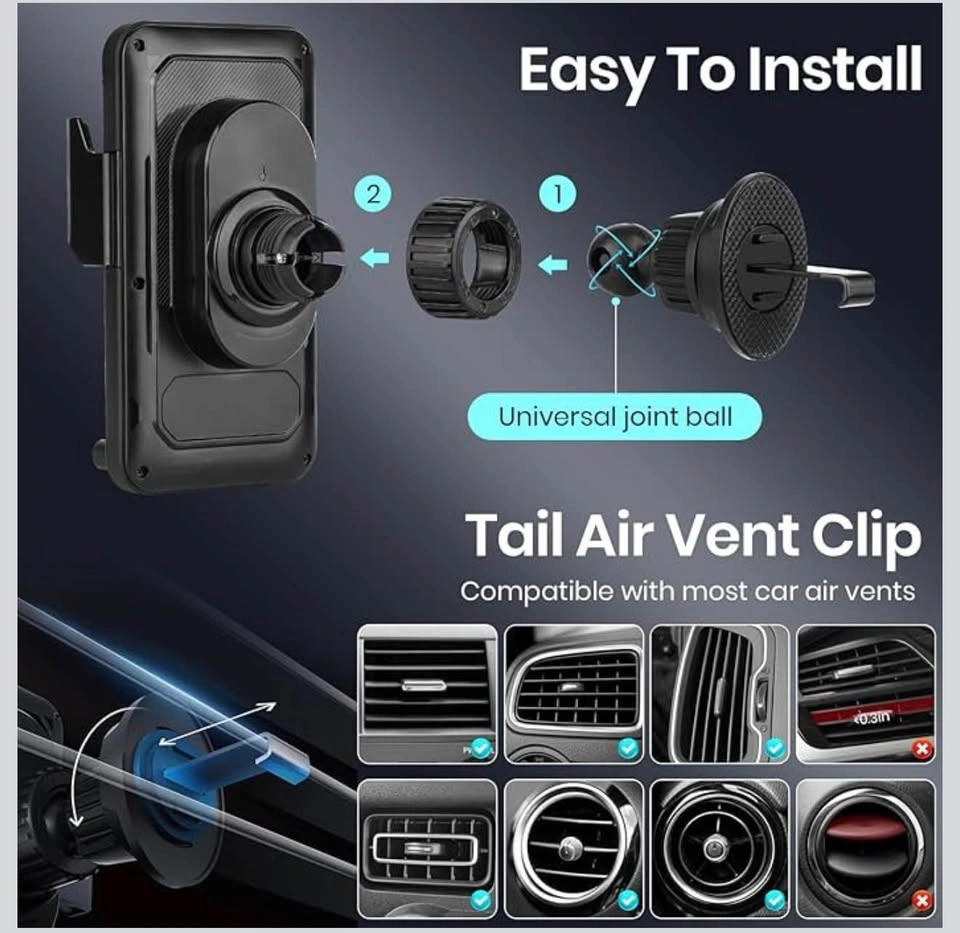 (New) Car Phone Holder with 15W Wireless Car Charger - photo 5
