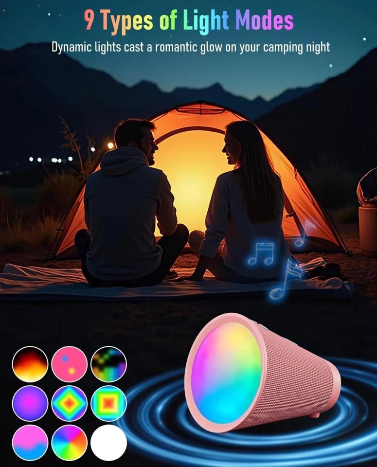 (New) Portable Bluetooth Speaker Wireless with 9 Color Lights (P - photo 2