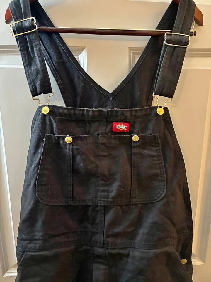 Men's Dickies Black Denim Overall Bibs 38x30 - Like New