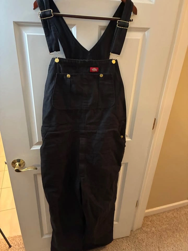 Men's Dickies Black Denim Overall Bibs 38x30 - Like New - photo 2