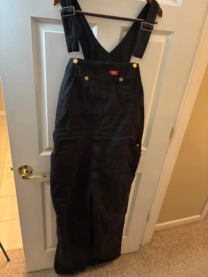 Men's Dickies Black Denim Overall Bibs 38x30 - Like New - photo 3