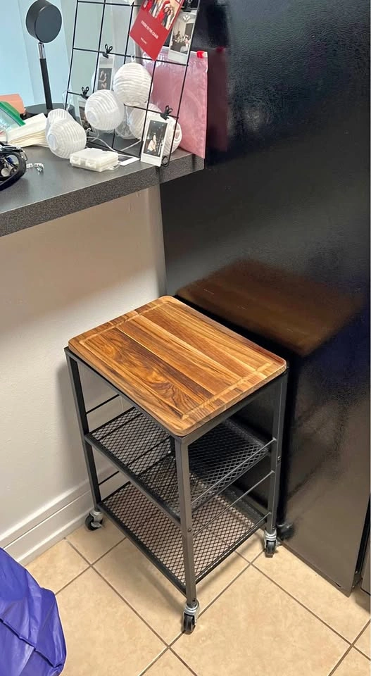 Black Metal Rolling Cart with 3 Shelves