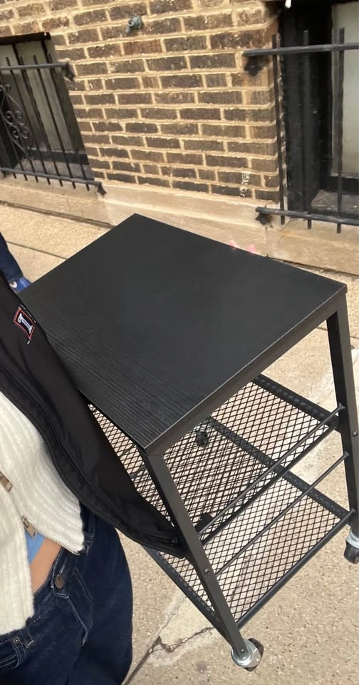 Black Metal Rolling Cart with 3 Shelves - photo 2