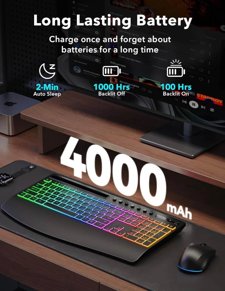(New)4000mAh Rechargeable Wireless Keyboard and Mouse Combo - photo 2