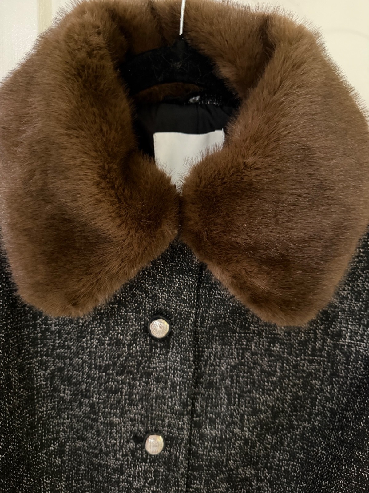 H&M Short Grey Boucle Jacket with Fur Collar - Women's Small - photo 3