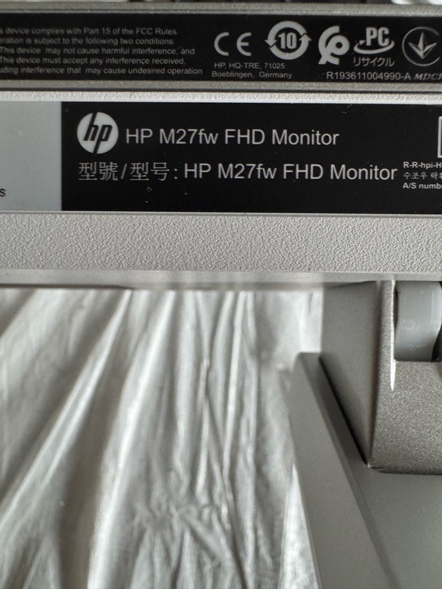 HP M27FW 27” 75hz FHD Monitor (Works, Missing Power Adapter) - photo 4