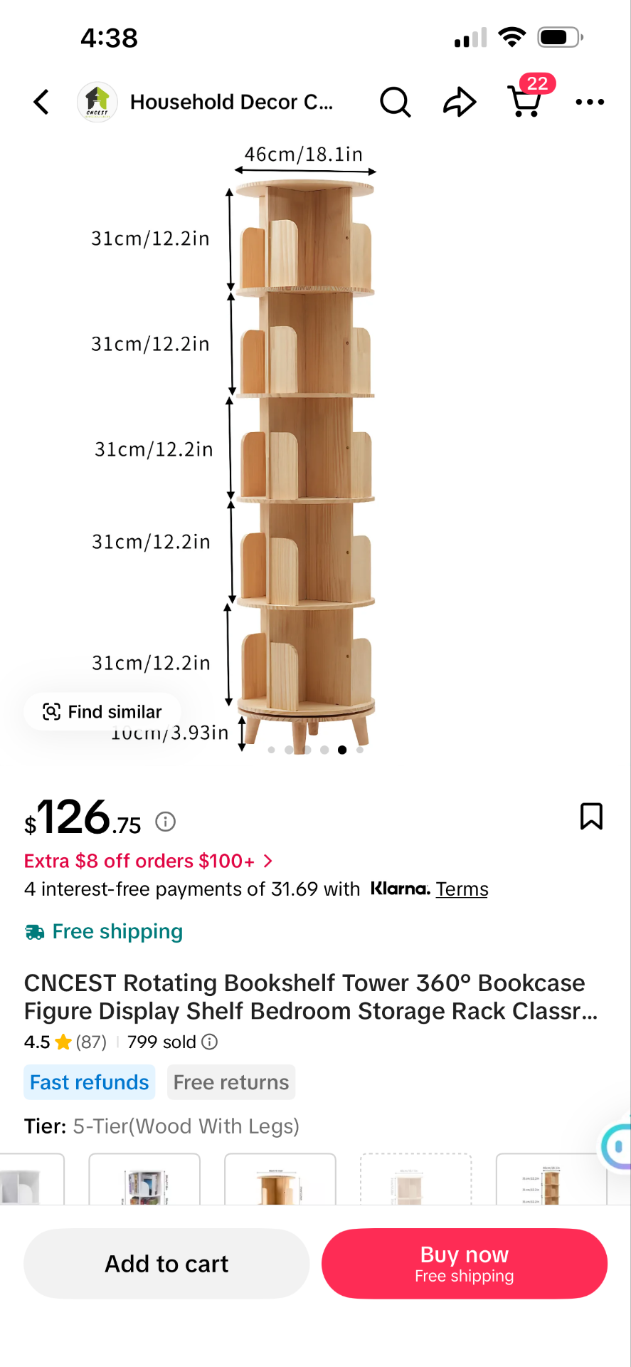 Rotating Bookshelf Tower - $75 - photo 2