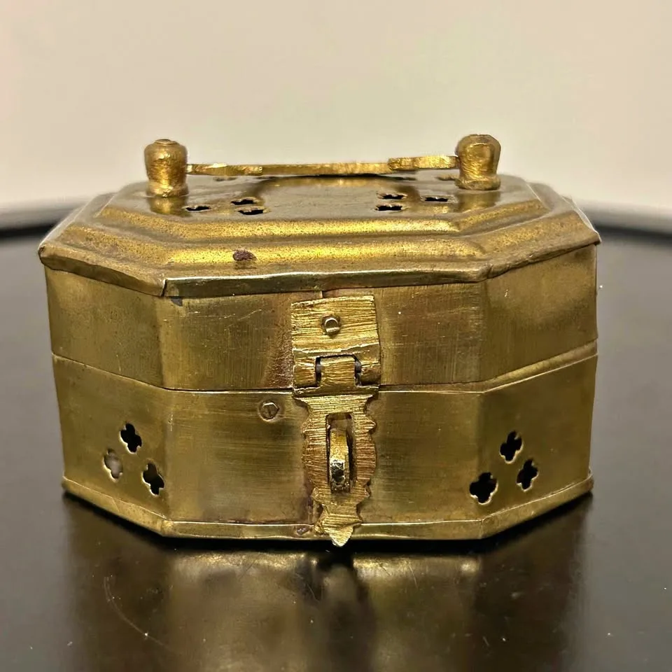 Vintage Brass Incense Trinket Curio Box thumbnail