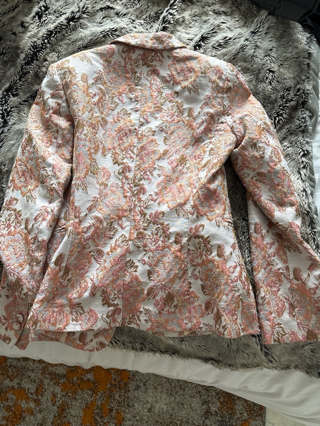 Zara Pink & Cream Floral Brocade Blazer - photo 2