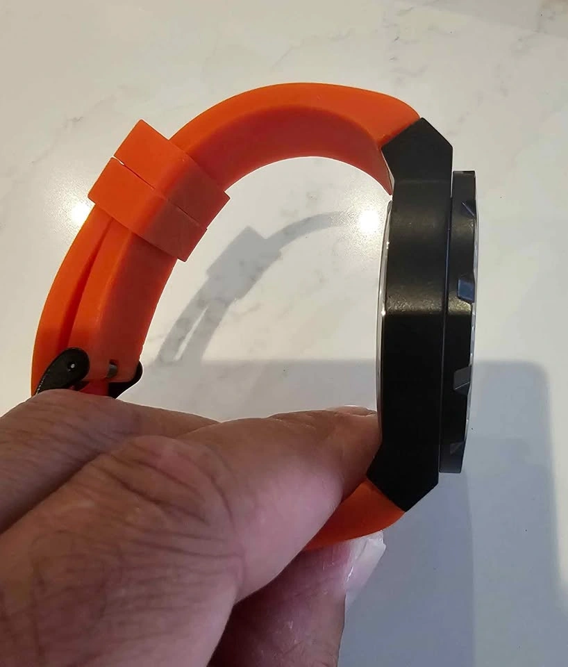 Black Fashion Watch with Orange Silicone Strap - photo 2