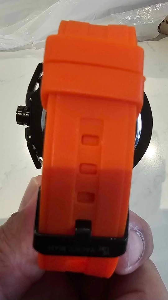 Black Fashion Watch with Orange Silicone Strap - photo 3