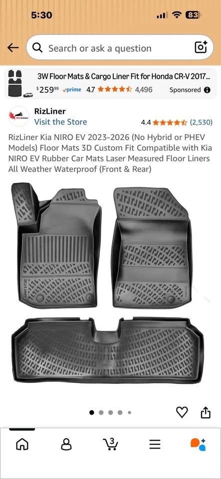 Brand New Rizliner Floor Mats – Kia Niro EV 2023–2026 - photo 2