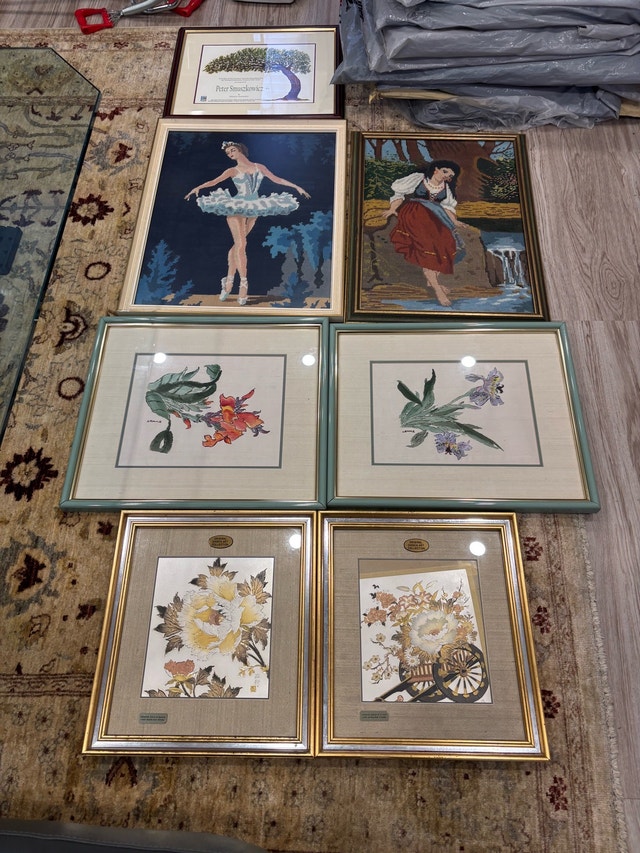 7 Vintage Framed Wall Art Set