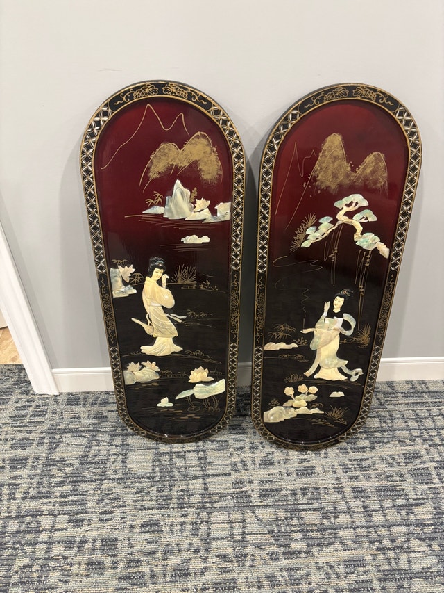 Elegant Vintage Asian-Style Wall Panels - Set of 2 - photo 2